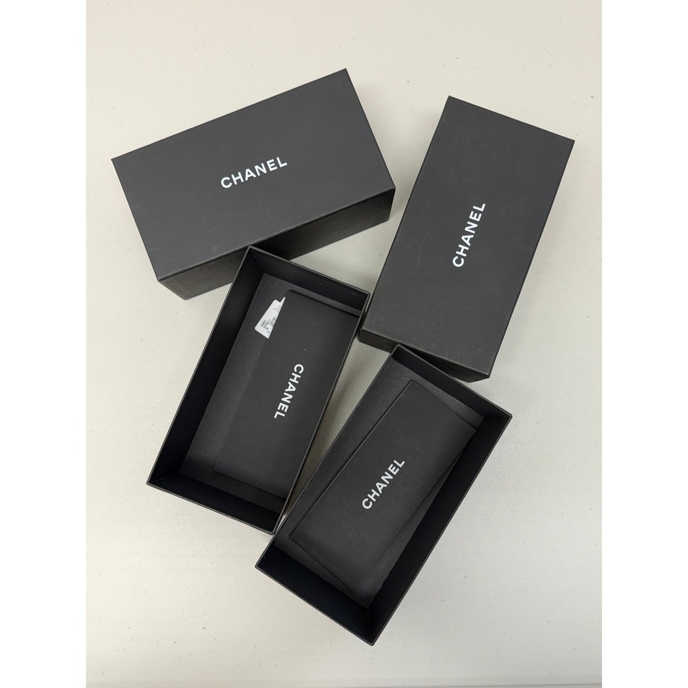 Chanel Authentic Set of 2 Empty Black Eyewear Sunglasses Boxes with Booklet